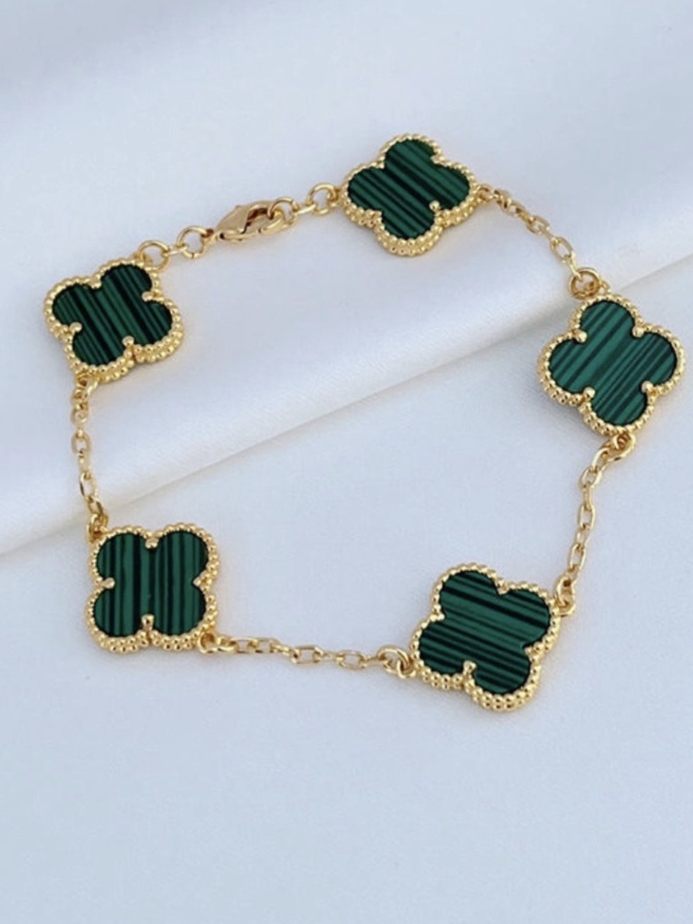 Green Gold Clover Bracelet